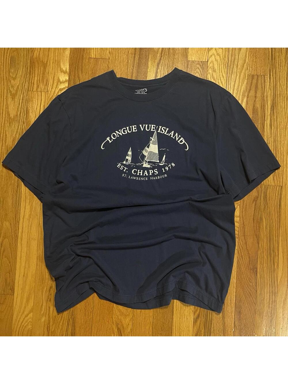 Chaps Sailing Comfy Graphic Tee St Lawrence Harbour Short Sleeve Navy Mens XL